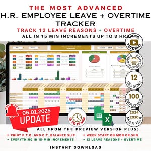 HR Employee Time-Off Tracker: Google Sheets & Excel (Digital Download)