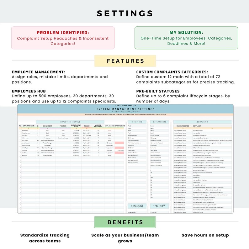 Customer Complaint Log Template | Excel & Google Sheets Tracker With ...