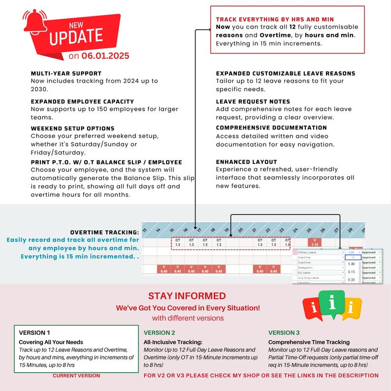 Employee Leave Tracker & Vacation Tracker | Excel Template and Google Sheets Template | Absence Tracker | Employee Manager Sheet Template image 2