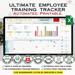Employee Training Tracker Excel: HR Staff Development Spreadsheet (Digital Download