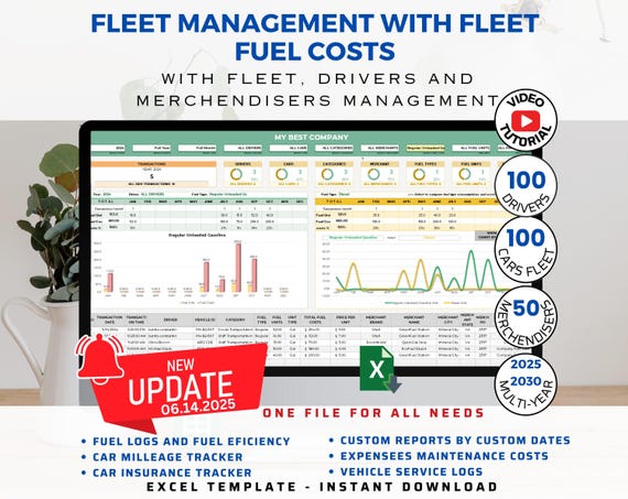 Fleet Management Excel: Fuel Costs, Maintenance, and Insurance Tracker