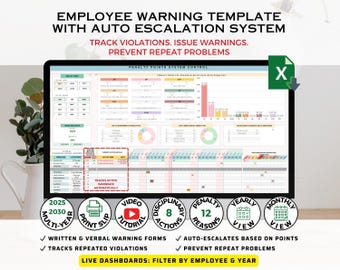 Employee Warning Form & Disciplinary Action Tracker | Write-Up Form System | Printable Notices + Point Log Excel
