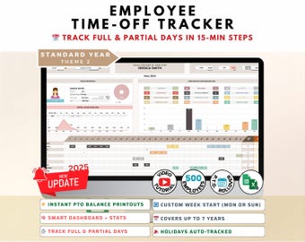 Employee PTO Tracker | Time Off and Absence Excel Template | Vacation and Leave Management for Teams (Google Sheets Included)