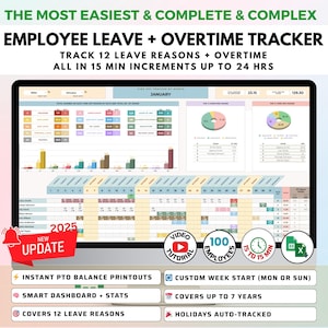 Urlaubs-Tracker & Urlaubsplaner | Excel Vorlage und Google Sheets Vorlage |  Absenzen-Tracker | Mitarbeiter-Manager-Blattvorlage