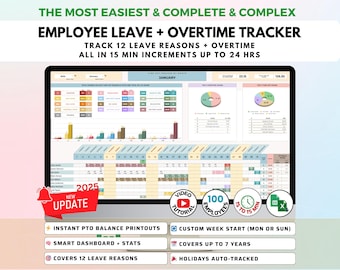 Employee Leave Tracker & Vacation Tracker | Excel Template and Google Sheets Template |  Absence Tracker | Employee Manager Sheet Template