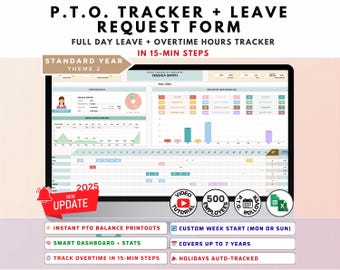 Employee Time-Off Tracker | Excel and Google Sheets PTO Leave Template (Digital Download)
