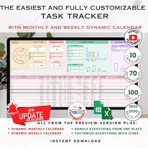 Task Tracker Excel Spreadsheet Task Priority Tracker Google Sheets To Do List with Task Manager Calendar Weekly Calendar | Monthly Calendar