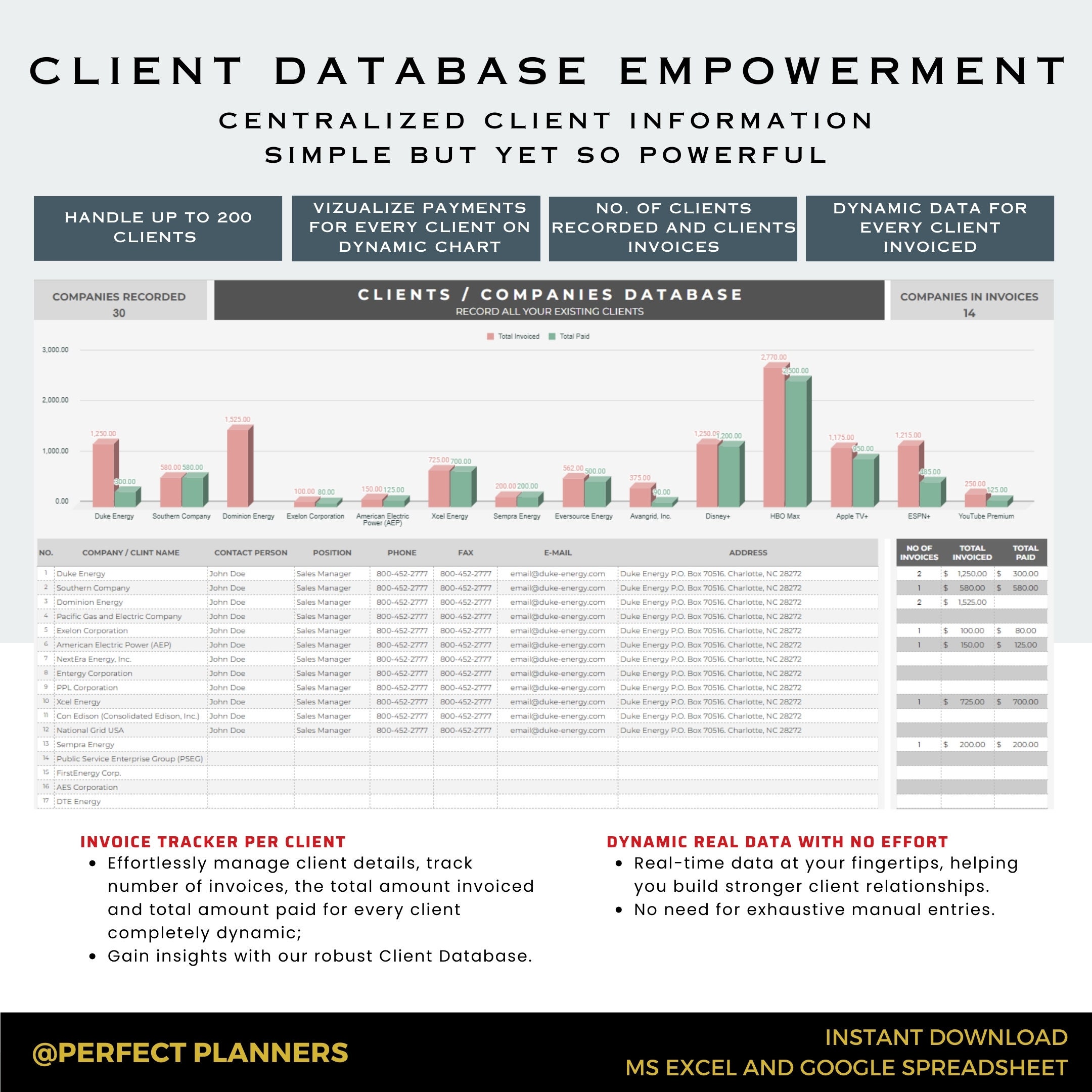 Invoice and Payment Tracker | Google Sheets and Excel Template (digital ...
