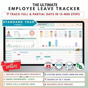 Employee Leave Tracker: Excel & Google Sheets Template (Full/Partial Days)