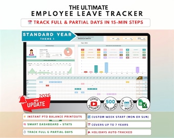 Employee Leave Tracker: Excel & Google Sheets Template (Full/Partial Days)
