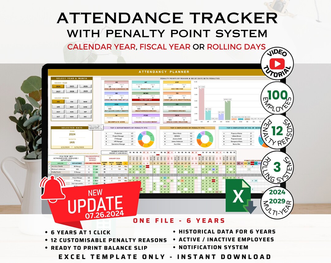 Staff Attendance Tracker Excel Template With Monthly Attendance ...