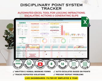 Sistema de puntos disciplinarios para empleados / Rastreador de RR. HH. en Excel con registro de comportamiento y escalada con advertencias automáticas
