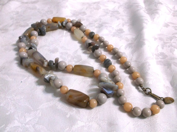 Miriam Haskell Polished Stone and Bead Necklace, … - image 7