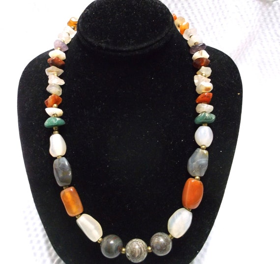 Vintage Multi-Color Multi Shaped Polished Stone N… - image 1