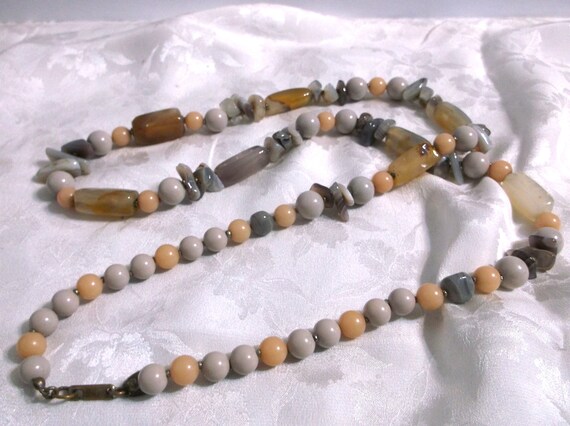 Miriam Haskell Polished Stone and Bead Necklace, … - image 5
