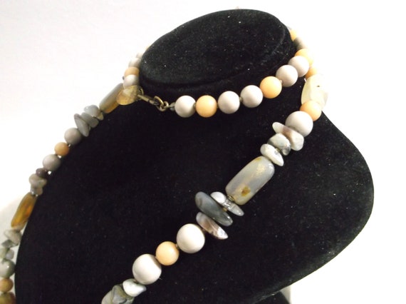 Miriam Haskell Polished Stone and Bead Necklace, … - image 3
