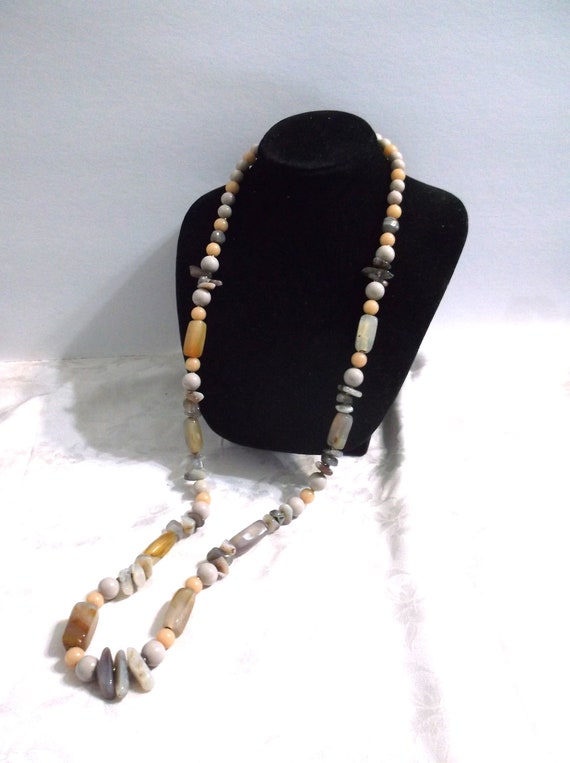 Miriam Haskell Polished Stone and Bead Necklace, … - image 4