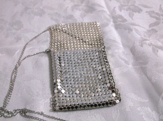 Whiting & Davis Silver Mesh Envelope Pouch Neckla… - image 3