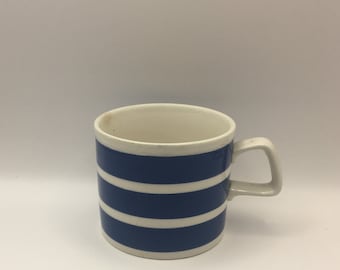 Tasse à thé/tasse à café vintage cornish Ware à rayures bleues et blanches