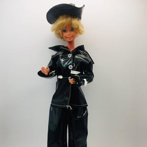 Vintage Barbie Outfit: 1960s PVC Raincoat & Trousers, Collectible Doll Clothes