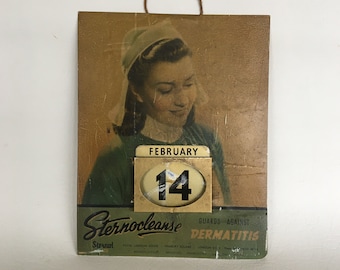 Vintage 1940s Desk Perpetual Calendar, Sternol  Advertising Calendar, Sternol Signs,  Vintage Chemist Calendar 1940s