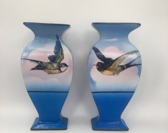 Vintage Falcon Ware Vases, Pair of  Art Deco Vases, Swallow Vase