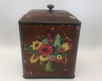 Vintage Biscuit Tin, Cookie Tin, Storage Tin, William Crawford & Sons Biscuit Tin 1930s