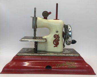 Vintage 1950s Little Betty Senior Crank Sewing Machine with original box Vintage Toy Pretend Play