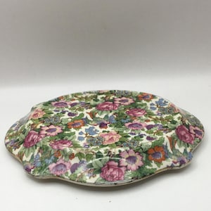 Vintage Crown Ducal Chintz Teapot Stand: 1920s English Pottery