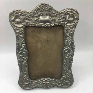 Antique Victorian Sliver Frame, Metal Photo Frame, Vintage Sliver Embossed Picture Frame, Victorian Style Frame