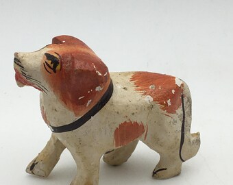 Vintage Dolls House Dog, Paper Mache Dog, Miniature Dog Animal figure collectible