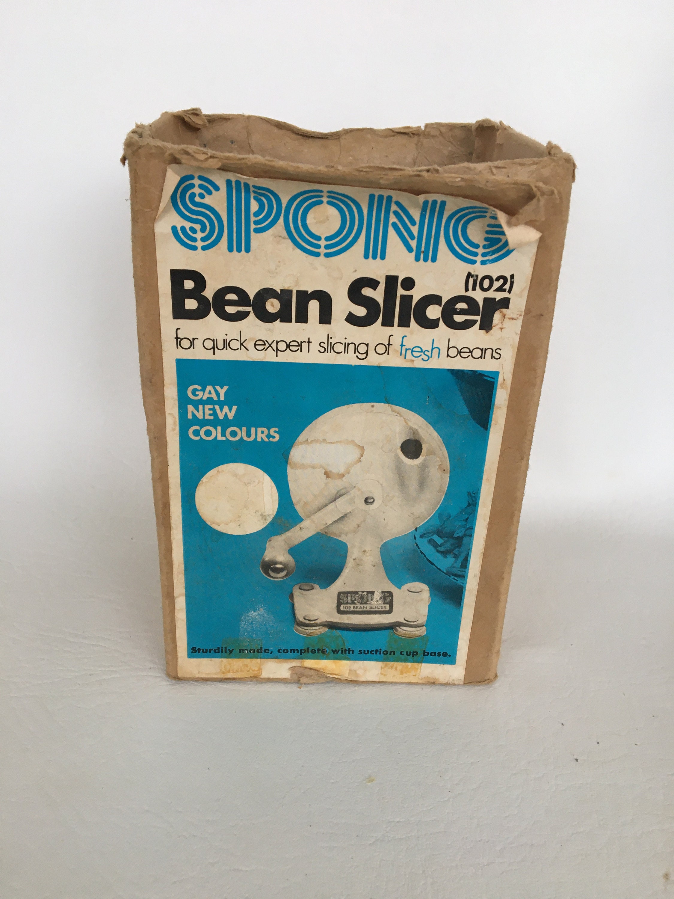 Vintage Spong Blue Bean Slicer With Original Box Made in Etsy