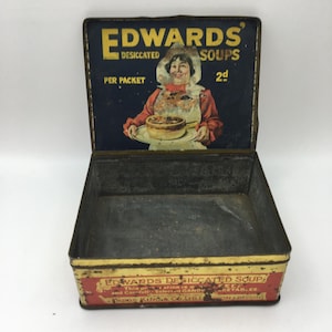 Vintage Food Advertising Tin, Edwards Desiccant Soup Tin, Old Tin, Collector Tin,