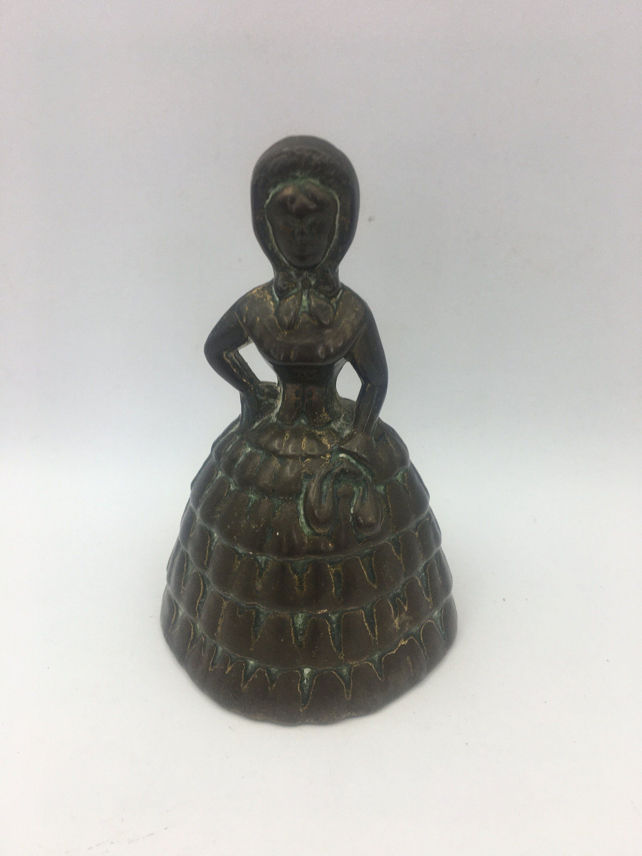 Antique Vintage Brass Victorian Lady Hand Bell Made in