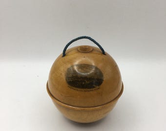 Antique Mauchline Ware String Holder, Aberystwyth Views