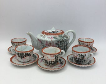 Antikes Puppen-Tee-Set aus Keramik, Vintage-Puppen-Tee-Set aus England, Kinder-Tee-Set, Miniatur-Tee-Set, Sammler, Rollenspiel