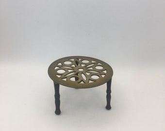 Vintage Brass Small Trivet,  Plant Stand, Kettle Stand, Indoor Plant, Plant Decor