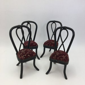 Antique Dolls House Chairs, Set of Four Cane Chairs, Victorian Dolls House, German Dolls house Furniture, Rare, Highly collectible