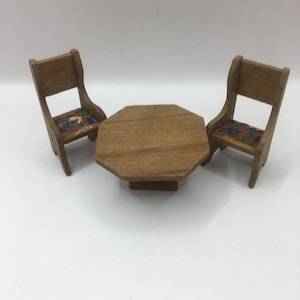 Vintage Dolls House Table & chairs, Kitchen Table and Chairs, Dining Table and Chairs Dolls House Furniture Midcentury Dol Toi, Lundby