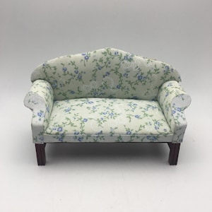 Vintage Dolls House Sofa, The Dolls House Emporium Blue Sofa  1.12 Scale Sitting Room Dolls House Furniture BOXED