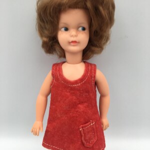 Pedigree Sindy Patch 1960s Flannel Red Dress Ref 9P60 : (No Doll)