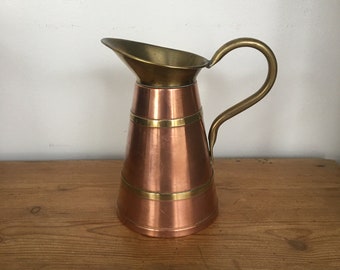 Vintage Copper & Brass Jug, Linton Copper Jug, Made in England,  Rustic Farmhouse, Country Cottage