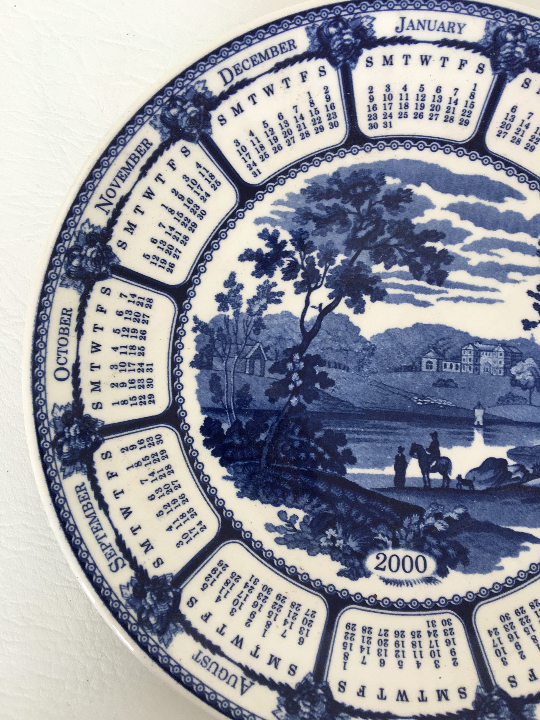 Vintage Wedgwood Blue & White Calendar Plate Blue Landscape in Etsy