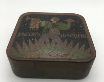 Boîte à biscuits Jacobs vintage, boîte publicitaire vintage, boîte à biscuits vintage, années 1930 à collectionner