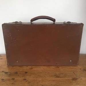 Vintage Leather Documents Case, Leather Briefcase, Ministers Case, Suitcase, Storage Case, Travel Case, Office Case 1950s