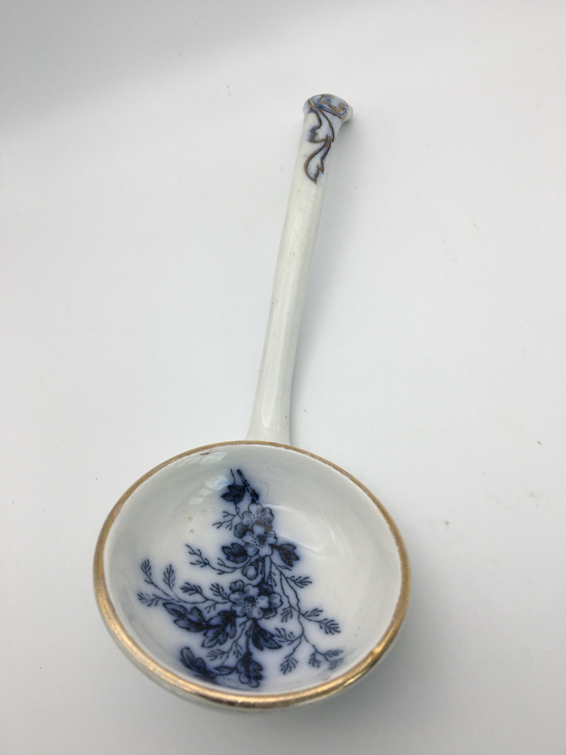 Antique Victorian Ceramic Ladle Vintage Blue & White Ladle Etsy