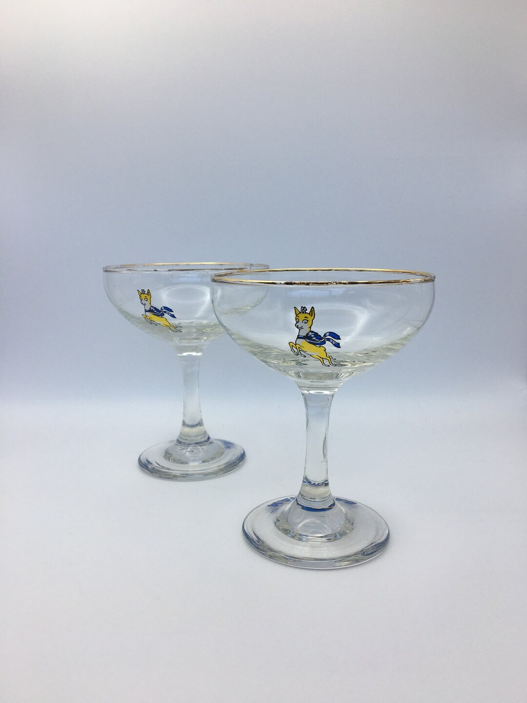 Vintage Pair of Babycham Glasses Cocktail Gin Champagne Etsy