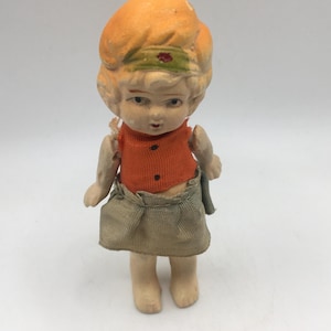 Antique Bisque Doll, Ceramic Doll, Porcelain Doll, Frozen Doll, Miniature Doll, Japanese Doll, 1930s Made in Japan
