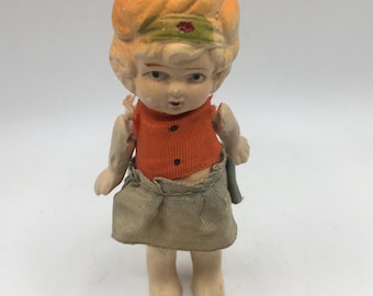Vintage Bisque Doll, 1930s Japanese Miniature Doll