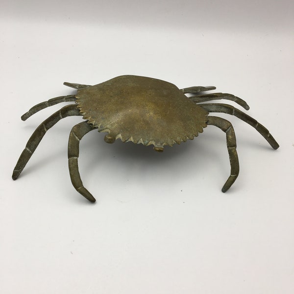 Vintage Brass Crab, Trinket/Jewellery Pot, Crab Ashtray, Midcentury Decor Novelty